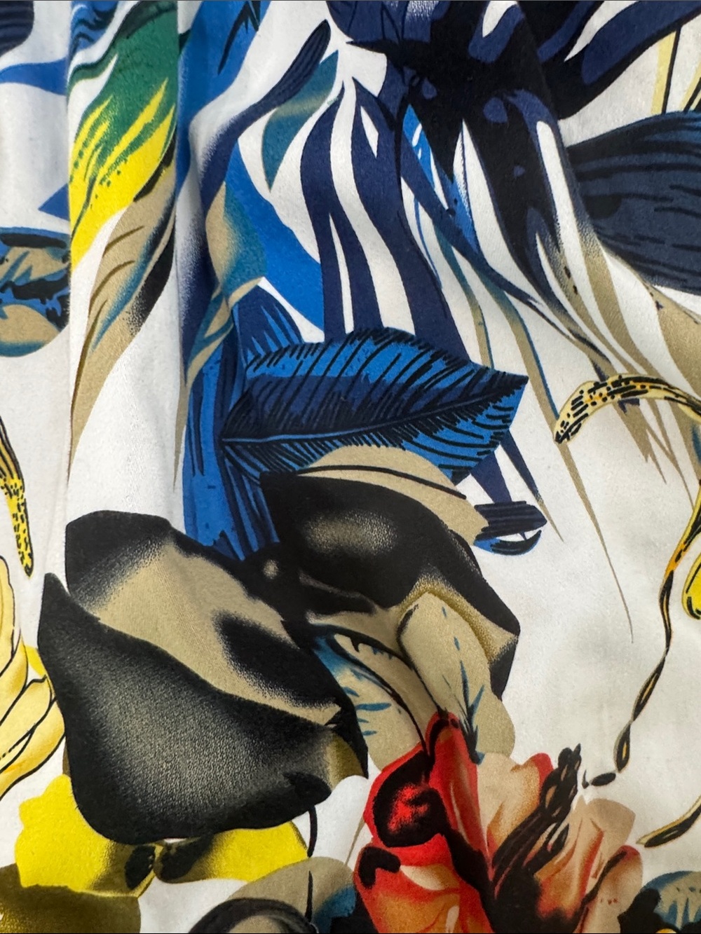 Grace Karin White Floral Print Skirt with Blue, Yellow & Coral Accents - Picture 3 of 4